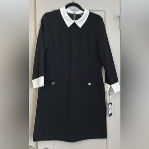 Black Dress with White Collar and Cuffs